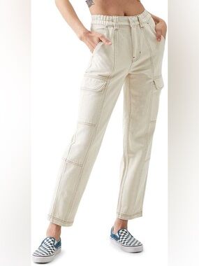 PacSun Bone Elastic Waist High-Rise Cargo Jeans Size M